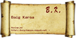 Baig Karsa névjegykártya